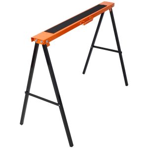 Saw Horses 2 Pack, Folding Portable Work Horse With Fast Open Legs, Convenient Handle, Heavy Duty Steel Sawhorse For Garage, Workshop, Fully Assembled,orange Black Color