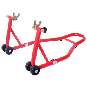 Motorcycle Stand 1000LB Sport Bike Front And Rear Wheel Lift Swingarm Paddock Stands Black U   Red