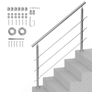 149.9 Cm Handrails For Outdoor Steps 3 Crossbars Staircase For Porch Deck