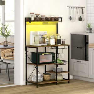 Industrial Kitchen Bakers Rack with Charging Station