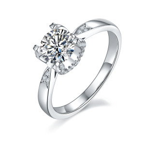 Star Guardian - A Wedding Ring Set With 1-carat Top-quality Moissanite S925 Silver And Platinum-plated Diamond. The Ring Can Be Inspected With A Diamond Pen