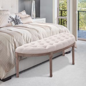Semi-Circle End of Bed Bench with Tufted Design