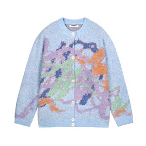 Sweater Round Neck Graffiti Colorful Top Men