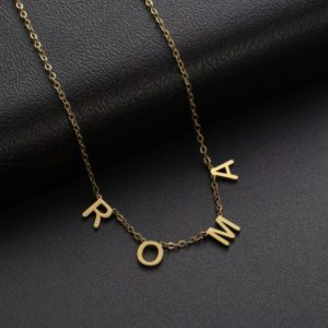Custom-made Stainless Steel Serial Letter Necklace Electroplated With 18K Gold