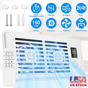 Register Booster Fan Smart AC Vent Booster Fan Fit 4in Plus 10in Register Holes With 3 Modes 10 Speeds 2H 4H Timer LCD Screen 2 Scent Diffuser Slots Remote Control Dual Motors For Wall Ceiling Floor