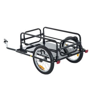 Camping Cart Outdoor Wanderer Folding Bicycle Storage Cart Cargo and Luggage Trailer with Hitch - Black