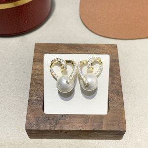 French Retro Pearl Zircon Earrings