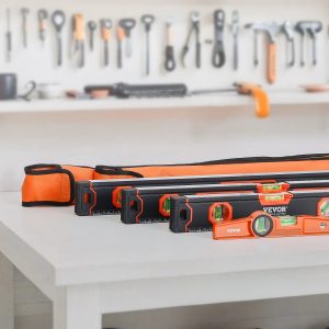 4-Piece Torpedo Level, 48/24/16/10 Inch Box Levels Set, Fluorescent Light Up Bubble Vials Ruler For 45/90/180 Degree, Aluminum Alloy Magnetic Leveler Tool, Shock-Proof(Only 10-inch Has Magnetic)