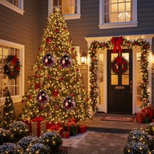 4PCS Set 4.7in Christmas Tree Glass Ball Ornaments Shiny Hanging Tree Decor Holiday Party Home Decor