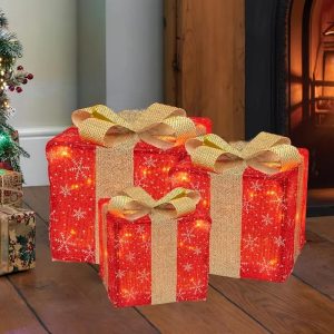 Red Gift Box Three-Piece Set - Aesthetically Pleasing Design, High-quality Holiday Gift, Dual-purpose For Home Storage And Decoration, Essential For Enhancing The Sense Of Occasion.