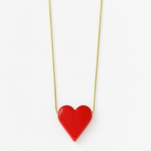 Stainless Steel Red Murano Heart Necklace For Women