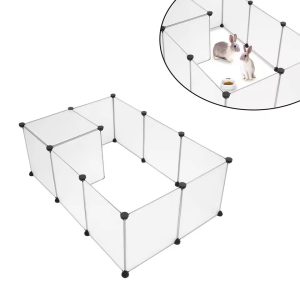 Pet Playpen,Kennel Crate Fence Tent Portable Large Plastic Play Yard Fence For Small Animals, Puppy,12 Pcs White Panels