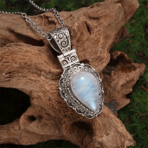 Vintage Moonstone Drop Necklace For Women