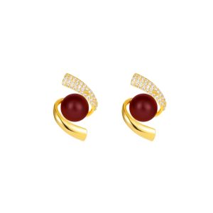French Luxury Pearl Zircon Gold-plated Earrings