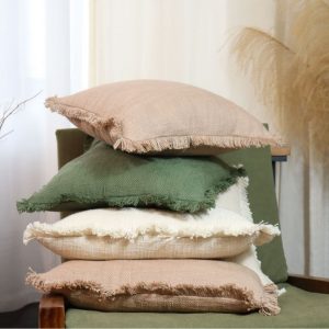 Simple All Cotton Fringe Tassel Cushion Cover For Living Room Bedroom