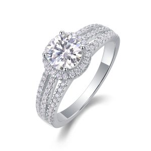 Looking Back - A Wedding Ring Set With 1-carat Top-quality Moissanite S925 Silver And Platinum-plated Diamond Can Be Inspected With A Diamond Pen