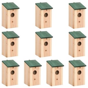 Birdhouses 10 pcs. Solid Fir Wood 12x