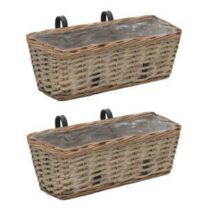 Balcony Flower Pots, 2 pcs., Willow with PE Lining, 40