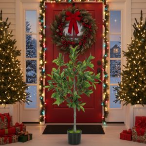 Artificial Tree Christmas Potted Plant Natural Green Holiday Decor For Living Room Office Home