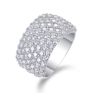 Dynamic And Dazzling - A Wedding Ring Set With Top-quality Moissanite S925 In Silver And Platinum-plated. The Ring Can Be Inspected With A Diamond Pen