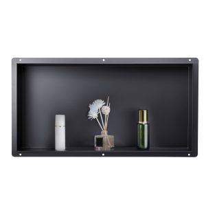Shower Niche, 33.0 X 63.5 X 10.2 Cm Frameless Recessed Wall Niche, Heavy-duty Stainless Steel Modern Shampoo Storage Organizer, Sealed Waterproof, Durable & Easy To Install, Black For Bathroom