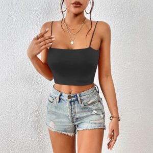 Crop Top With Sexy Camisole Inside And Outside
