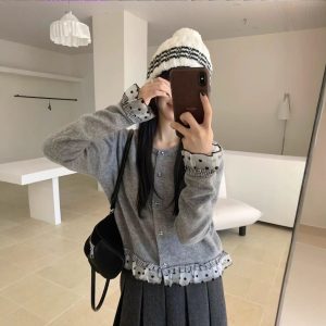 Women's Knitted Cardigan Loose Lazy Style Short Top