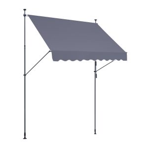98 X 47" Patio Awning Retractable, Awning Sunshade Shelter With Manual Crank Handle, Outdoor Patio Canopy Sunsetter Deck, Adjustable Height From 86 To 122 In, For Patio/Balcony/Yard, Dark Gray