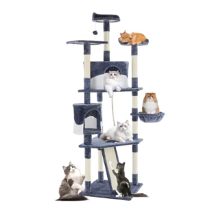 79-inch Cat Tree Tower, Large Multi-story Cat Climbing Tower, Natural Sisal Grabber Posts, Extended Platform, Hammock