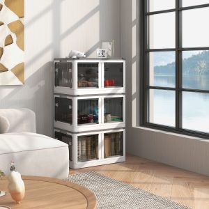 3 Packs of Collapsible Stackable Storage Bins with Lids