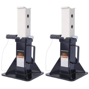Heavy Duty Pin Type Professional Car Jack Stand With Lock, 22 Ton 44,000 Lb Capacity, Black, 1 Pair