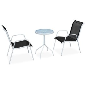 3-piece bistro set, steel, black