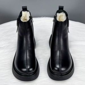 Winter Soft Leather Soft Sole Snow Boots For Women