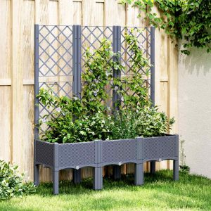 Plant Pot with Trellis, Blue-Grey, 120x PP
