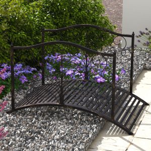 4’ Arch Backyard Garden Bridge with Safety Siderails