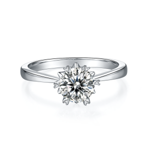 Dance Of Wind And Snow - A Wedding Ring Set With 1-carat Top-quality Moissanite S925 Silver And Platinum-plated Diamond. The Ring Can Be Inspected With A Diamond Pen
