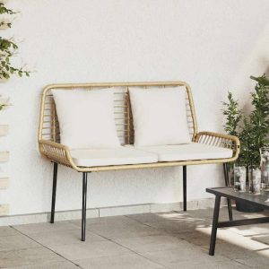 Garden Bench Cream Poly-Rattan and