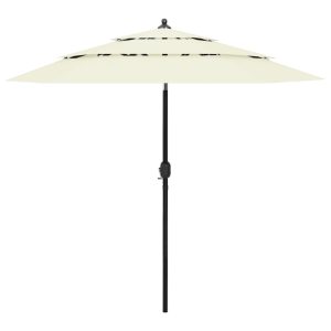 Parasol with Pole, 3-Layer, Sand Color, 2.5 m