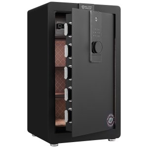 Safe Box With Biometric Recognition, Built-in Removable Partition And Flexible Compartment Partition, Dual Protection With Electronic Password Lock, Private And Invisible Hidden Compartment Structure,