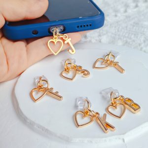 Letter And Heart Charm Pendant Phone Dust Plug