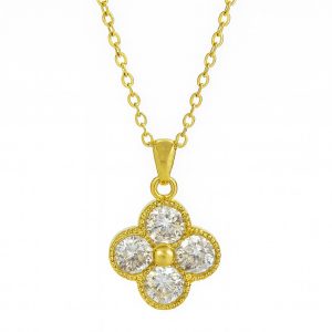 Stainless Steel Crystal Clover Necklace For Women