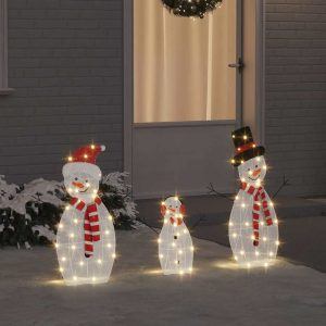 Light-Up Snowman Family 3 pcs Warm White Polyester