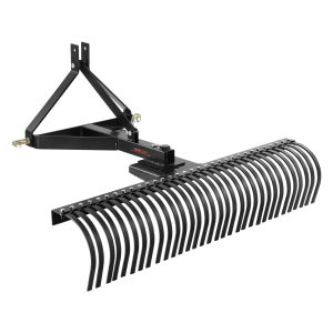 Pull-Behind Thatch Remover, 60' Width, Equipped With 32 Durable Steel Prongs, Tractor-Compatible 3-Point Hitch Garden Rake, Ideal For Soil Preparation And Grass Maintenance
