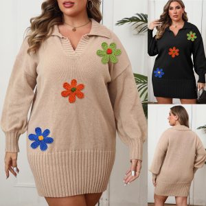 Wool Embroidery Flower Stitching Woolen Skirt