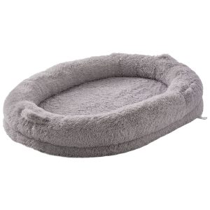 Human Dog Bed, 72" X48"x10" Giant Human Dog Bed For Adult, Human Size Dog Bed With Washable PV Velvet Cover, Egg Orthopedic Foam, Storage Pocket, Large Dog Bean Bed For You And Pet, Light Grey