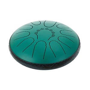 Steel Tongue Drum, 6 In 11 Notes Rain Drum For Outside Garden, D Major Musical Drums With Music Book & Mallets, Percussion Instrument For Meditation Yoga Beginner Musical Education, Green
