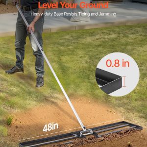 Lawn Leveling Rake, Lawn Leveler With 83.9 In Handle, 48x10 In Ground Plate, Rust-Resistant Carbon Steel Soil Leveler, 2 Heights Adjustable, Effort Saving Lawn Leveling Tool For Yard Golf Court