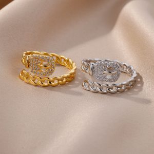 Niche Design Micro-set Zirconia Belt Buckle Open Ring