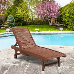 Chaise Lounge Chair Outdoor Pool Lounge Chair with 3-level Adjustable Backrest
