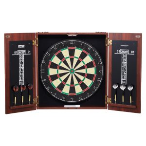 Dartboard And Cabinet Set, Ready-to-Play Bundle Official Size Dartboard Cabinet, Steel Tip Dart Hideaway Cabinet, Features Easy Assembly, Complete With All Accessories, Perfect For Cricket Games
